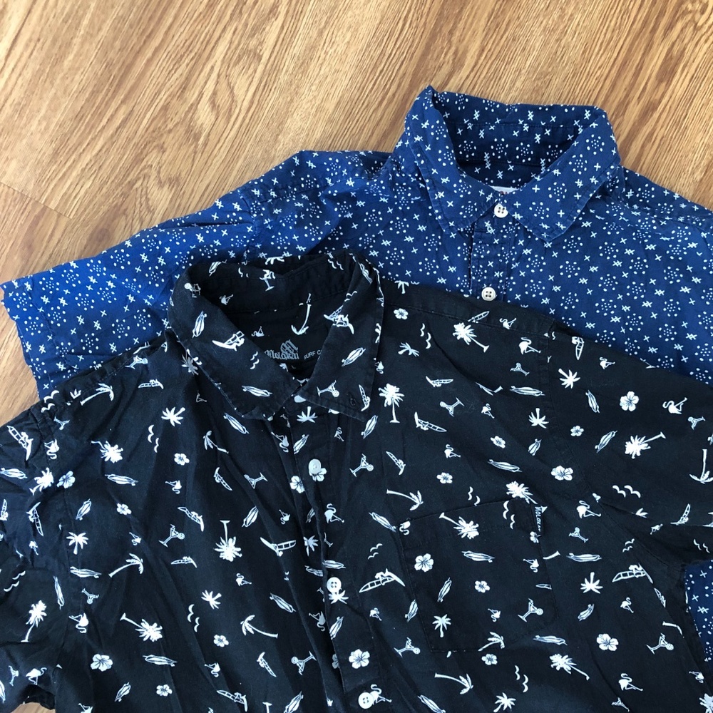 Buy 1 Get 2 Mossimo Supply fitted blue and Molokai Slim Fit black large shirt